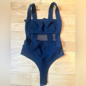 Lulus Black Mesh Panel Bodysuit